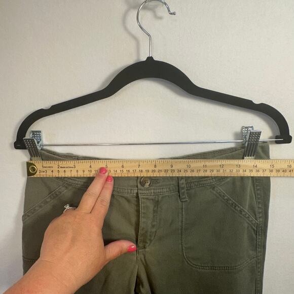 Y2K Hollister Olive Green Cargo Pants SZ 3R Low Rise Utility Flare SoCal Stretch - Picture 7 of 11